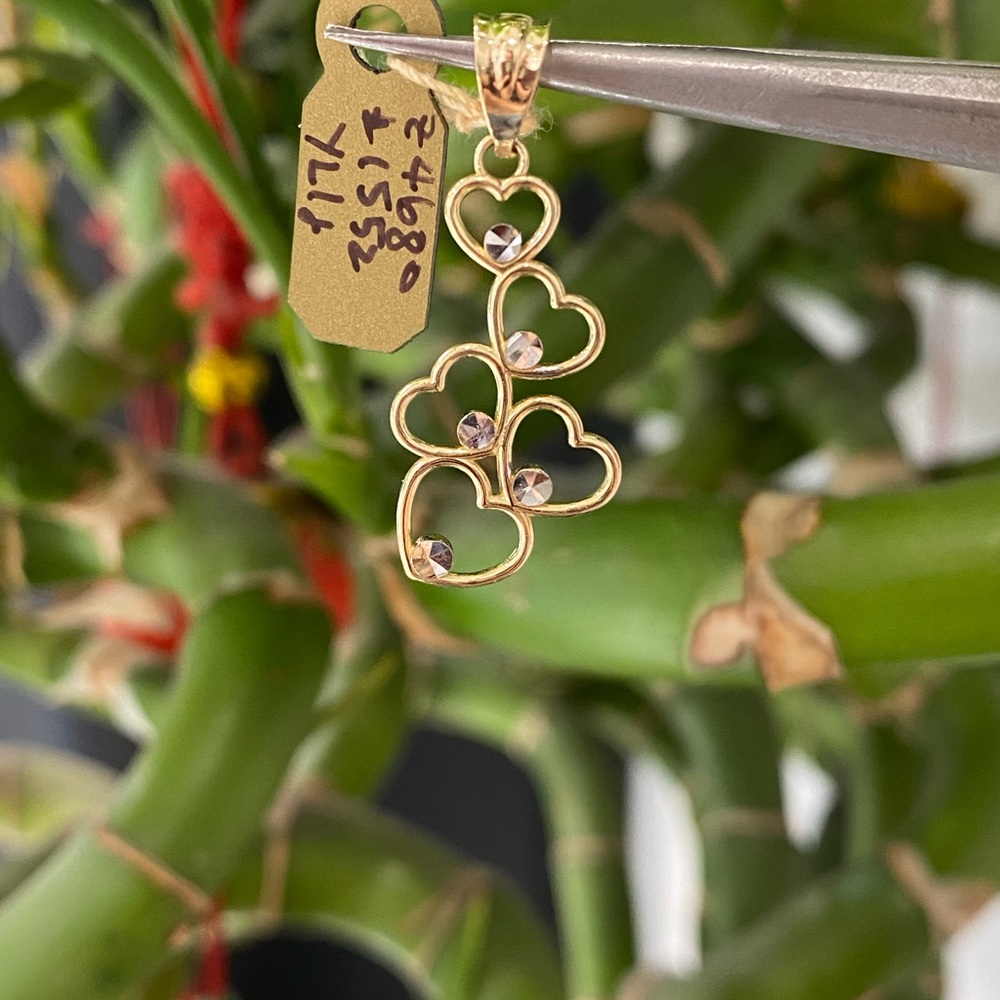 14K Yellow Gold Long Heart Pendant